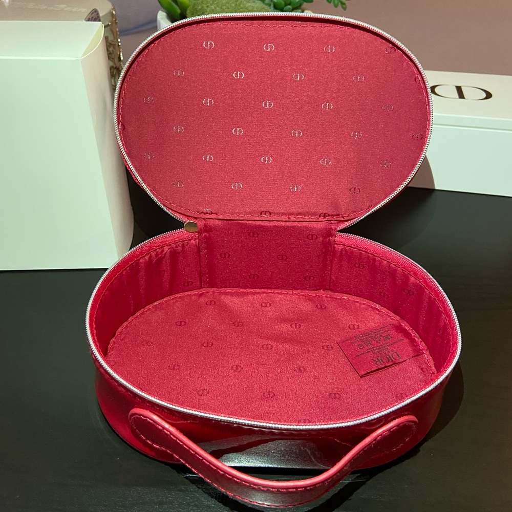 DIOR Beauty Red Cosmetic Makeup Bag Pouch With Handle NEW! - Picture 7 of 7